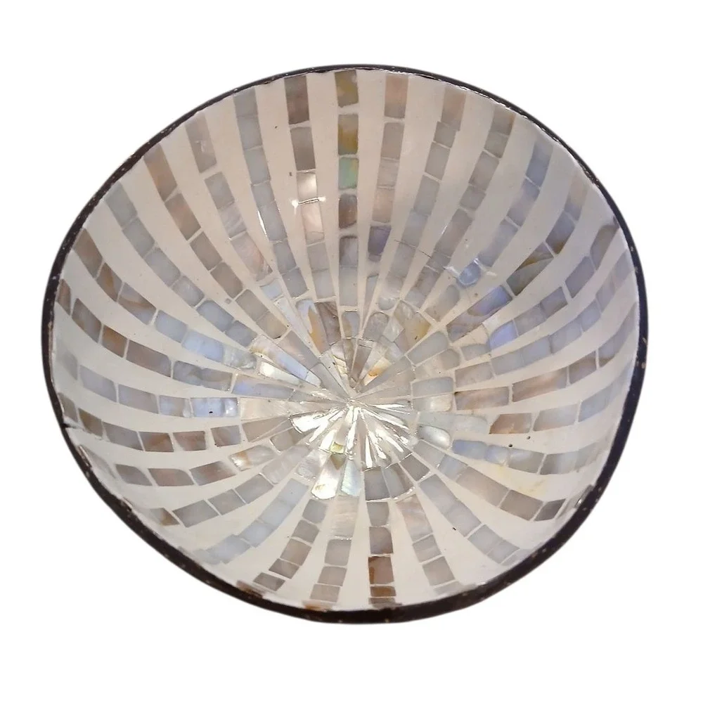Coconut Shell Abaloni Mosaic Bowl Home Decor Candy Dish Gift 5.25